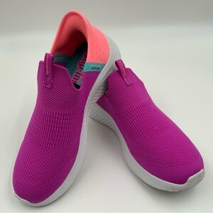 Skechers Kids Slip-On Sneakers in Magenta with Coral Accent